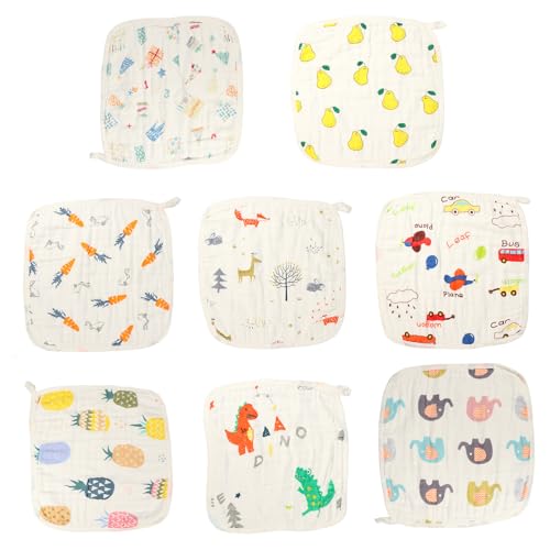 Serviettes bébé en coton ORFOFE lot de 8 débarbouillettes