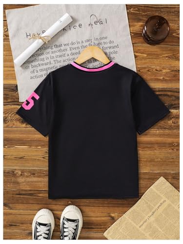 Image of WDIRARA Toddler Girl's Jersey Shirt Number Graphic Tee Short Sleeve V Neck Top