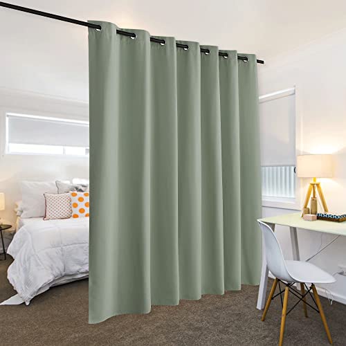 Image of RYB HOME Extra Wide Curtains for Divider Room Separation Soundproof Temporary Door Curtains for Bedroom Closet Office Theatre Garage Living Room Privacy Drop Cloth, W 120 x L 84 inches, Sea Green