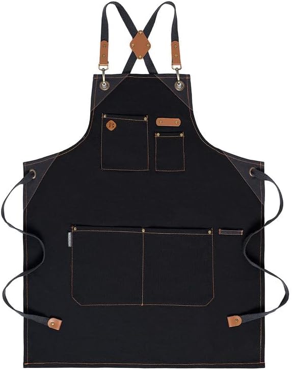 Chef Apron, Recycled Cotton Kitchen Apron with an Adjustable Neck with Long Ties, for cooking, baking - Image 2