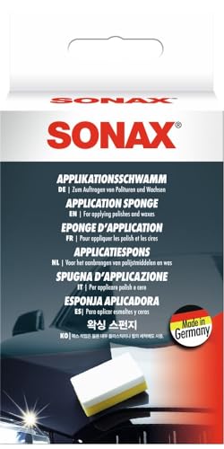 SONAX ApplikationsSchwamm (1 Stück) Spezialschwamm zum Auftragen und Verarbeiten von Polituren, Wachsen, Kunststoffpflegemitteln etc., Art-Nr. 04173000
