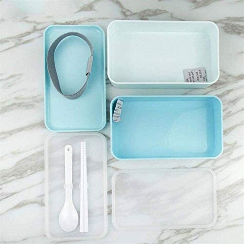 Cffdoifanh Bento Box, Leakproof Bento Box 2 Tiers Bento Lunch Box Lunch Boxes With Reusable Cutlery Japanese Style,Leak-Proof Lunch Box (Color : Blue) #TOP3