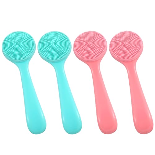 XLIUAX 4 cepillos de limpieza facial, cepillo de limpieza de poros, limpiador facial de silicona, exfoliante manual, limpiador exfoliante impermeable, cepillo exfoliante para mujeres y hombres