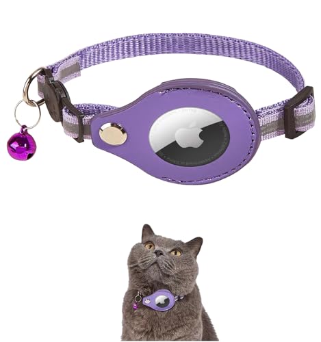 猫用首輪 パープル gpsペット 安全首輪 追跡 エアタグ 犬 ペット 迷子防止 調整可能 NYANDELMO ND-0026-R06-PL