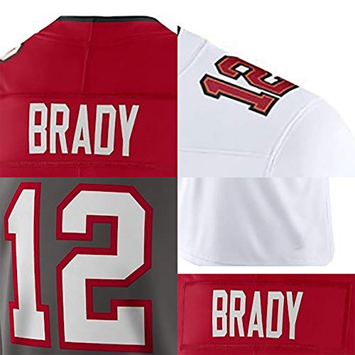 Men\'s Brady#12 Football Uniform Buccaneers Cotton Moisture Wicking Can Be Washed Repeatedly Can Be Used As a Gift or Outdoor Family Sports White-XXL