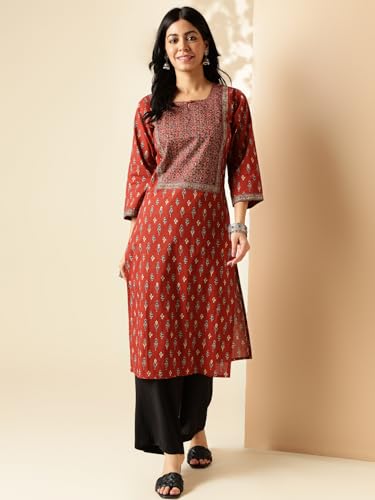 Image of Vbuyz Women's Floral Printed Straight Cotton Special wear Kurtas for Women | Cotton Kurtas for Women | A-Line Kurtas Kurtis | Designer Kurta | Kurtas for Women | Printed Kurtas