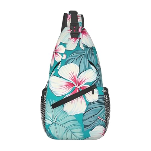 Bolso Sling unisex con diseño de flores tropicales