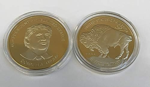 Image of Donald Trump Buffalo Round Coin - President Donald Trump Commemorative 24kt Gold Plated Collectible Coin 38mm x 3mm POTUS - MAGA 45th and 47th President of The USA