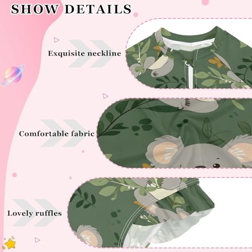 Cute Koala Tropical One Piece Swimsuits for Girs Rashguard Swimwear with Zipper 3T 202b82754