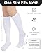 Senker Fashion Knee High Socks for Women, Cotton White Long Tube Sock Black Stockings Striped for Boot Outdoor Sport