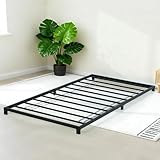 Alderose 4 Inch Twin Bed Frame Low Profile, Heavy Duty Metal Twin Platform Bed Frame No Box Spring Needed, Sturdy Mattress Foundation,Easy Assembly, Noise-Free, Black