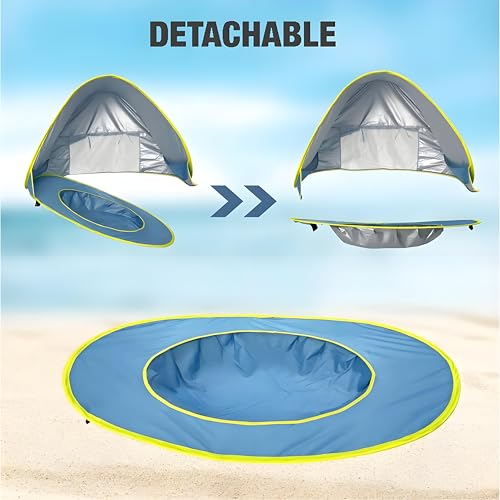 PandaEar Baby Beach Tent with Pool, Pop Up Sun Shelter for Infant Toddlers, Portable UV Protection Shade with Carry Bag  - Additional View