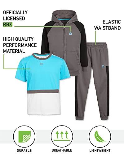 RBX Boys Sweatpants Set - 3 Piece Fleece Pullover Boys Hoodies Athletic Shirt & Kids Jogger Sweatpants Activewear Set (4-12)2