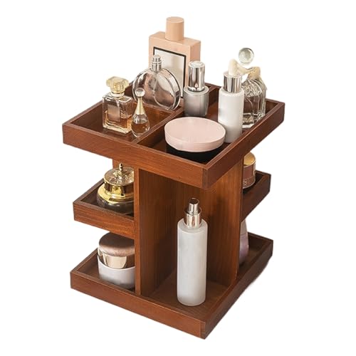 lisutupode Organizador Giratorio De Maquillaje,Organizador De Maquillaje Y Baño Giratorio Para Encimera | Organización Y Almacenamiento De Madera | Para Artículos De Aseo Baño Dormitorio Hogar