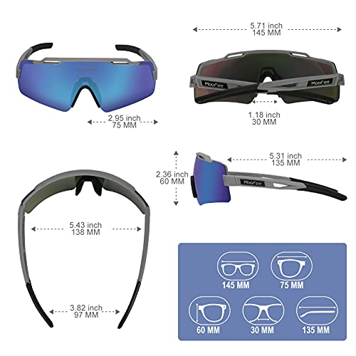 Moofee Sports Sunglasses,Cycling Glasses For Men Women With 3Interchangeable Lenses,Running Fishing Baseball Sunglasses Polarized #TOP4