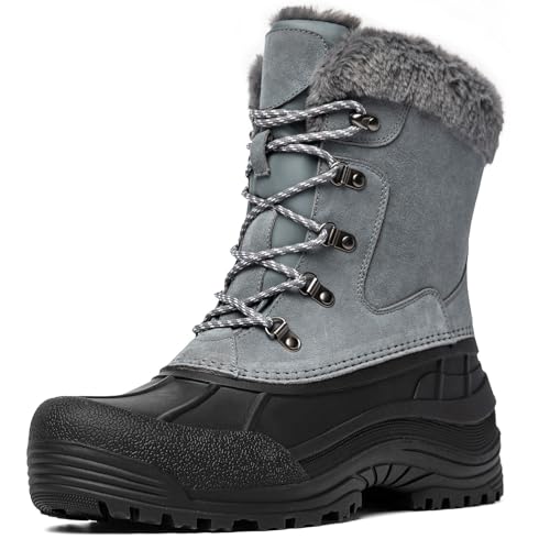Image of Kelway Men's Winter Boots, Insulated Waterproof Leather & Suede Snow Boots with Anti-Slip Rubber Sole, Cold Weather Outdoor Hiking Shoes