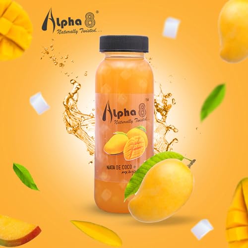 Image of ALPHA 8 FRUIT Juice with NATA De Coco Coconut Cubes Natural Energizer & Immunity Booster, Healthy Juice, High Fiber, Real Natural Taste (Mango Juice, Pack of 12)