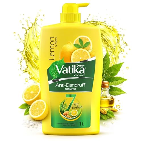 Dabur Vatika Naturals Anti Dandruff Shampoo - 640 ml | 7 Natural Herb Extracts | Contains Lemon, Methi & Tea Tree Oil | Exfoliates Flaky Scalp for Dandruff-Free Hair | Everyday Shampoo for Women & Men
