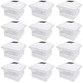 iGlow 12 Pack White Outdoor Garden 5 x 5 Solar LED Post Deck Cap Square Fence Light Landscape Lamp Lawn PVC Vinyl Wood