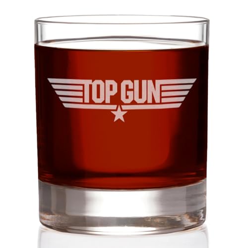 Top Gun Etched Rocks Whiskey Glass 11oz