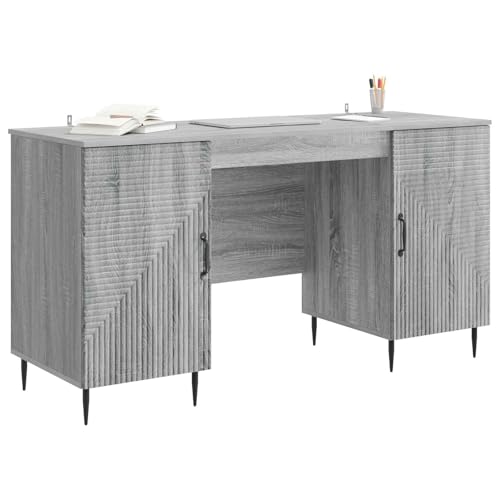 vidaXL Bureau Sonoma Gris 142,5 x 50 x 75 cm Bois d'ingénierie, Bureau au Style Vintage, Grand Espace de Rangement, Bois d'ingénierie, Parfait pour Bureau ou...