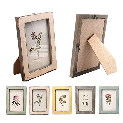 Milopon Marco de fotos de madera vintage para fotos DIY, creativas, formato de imagen (beige)