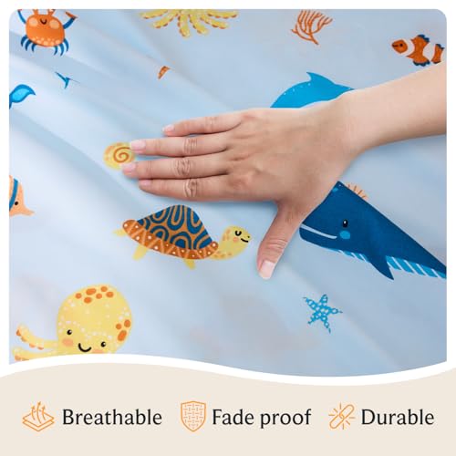 LuxClub 4 PC Full Sheet Set Blue Whale, Kids Bed Sheets Twin Size, Toddler Bedding Set for Girls, Boys, Teens - Deep Pocket - Machine Washable - Soft Microfiber