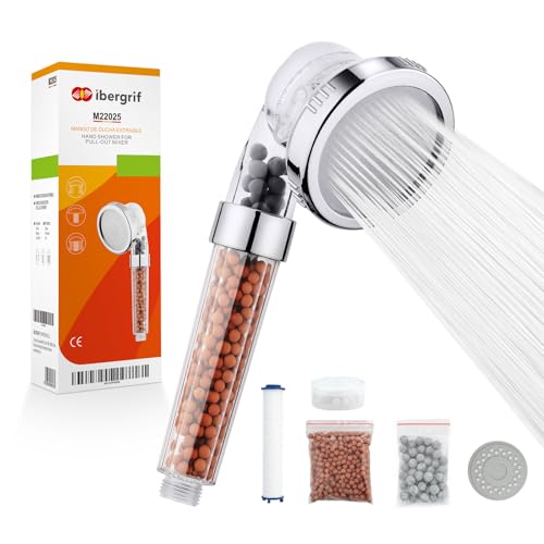Ibergrif Duschkopf mit Filter – Wassersparende Hochdruck-Handbrause mit 3...