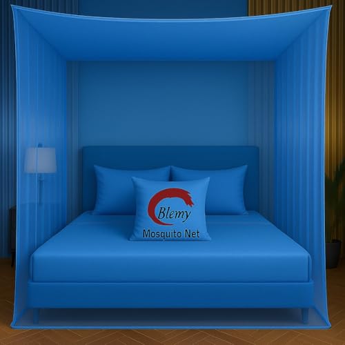 Image of Blemy Foldable Mosquito Net (Machhardani) for King Size Bed (Blue, 7x7 ft) | Strong, Breathable & Lightweight | Easy Setup, Durable & Portable | Full Protection for Home & Travel.
