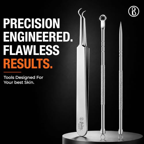 Image of Beaute Secrets Acne Extractor Kit, Blackhead Tweezers and Needle, Pimple Remover tools, Ingrown Hairs And Facial Impurities Removal Set