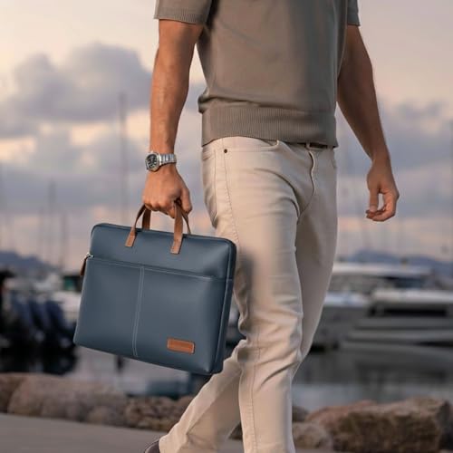 Image of Giordano Unisex 15 Inch Laptop Sleeve PU Bag for Professionals | Premium Leatherette | Water-Resistant & Padded Slim-Fit with Trolley Strap for Men & Women