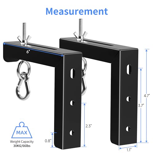 Image of XINLEI Universal Projector Screen Wall Mount L-Brackets Hanging Ceiling Mount, 6 inch Adjustable Extension with Hook for Home Projector and Movie Screens, Hold up to 66 lbs, Black PRL003B