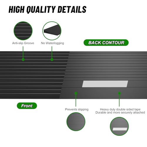 Nuvium 1.2" Rise Threshold Ramps for Doorways, 35.5" Wide Natural Rubber Power Wheelchair Ramp is Adjustable and Cuttable for Doorways, Curb, Sweeper, Power Scooters, 2000 Lbs Load Capacity