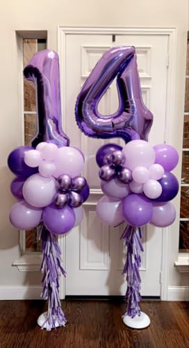 Image of Number Balloons Purple 24 Balloon 40 inch for 24 42 Birthday Decoration | Saturated Color, Large 40 in, With Straw & Hanging Hole, For Back-to-School Season, Wedding, Christmas, New Year, Anniversary