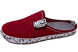 Wollfilz Padero TONI-Striped Hausschuhe warme Pantoffeln aus Wollfilz, Dunkelrot, EU 42