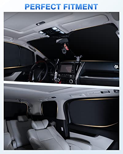 Image of Canvcle Windshield Sun Shade for 2020-2025 2026 Kia Telluride Accessories Sunshade Side Rear Window Shade Cover Window Sun Visor Shield Privacy Protection Keep Vehicle Cool Black 8PCS