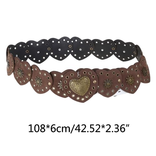 Ceinture de taille avec boucle cœur marron pour cintrer les vêtements trop amples - 5