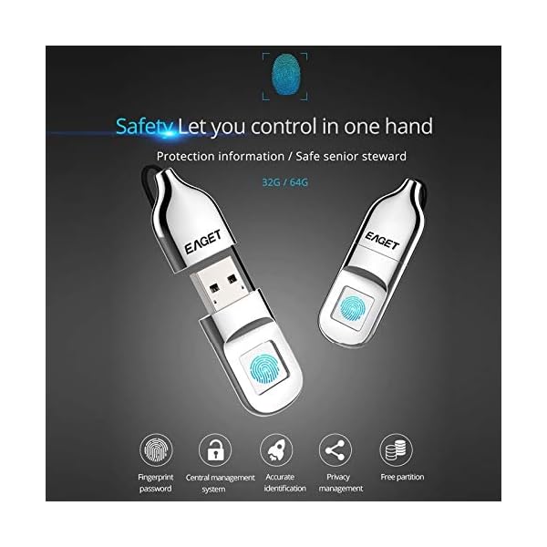 Shangya USB-Stick FU5 64G USB 2.0-Schnittstelle Metall Flash U-Festplatte mit Fingerabdruck-Identifikation – Bild 5
