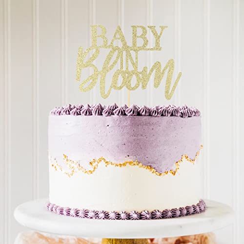 Baby In Bloom Cake Topper - Baby Shower Cake Topper , Gold Glitter Cake Topper , Gender Reveal Decorations , Baby Shower Cake Decoration , Baby Shower Party Supplies #TOP3