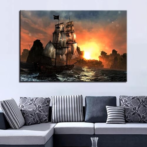 Affiches de paysage marin et images d'art murales de voilier 40x60cm