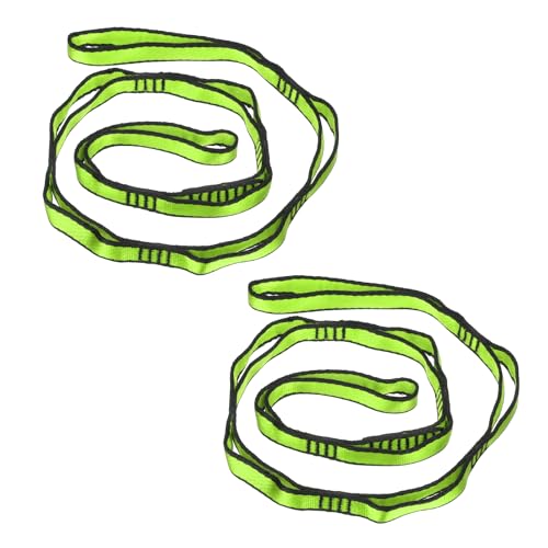 PATIKIL Correas Daisy Chain, Paquete de 2 Correas de Escalada Resistentes Ajustables de Nylon con 8 Lazos para Columpio de Hamaca de Yoga Aéreo, Verde