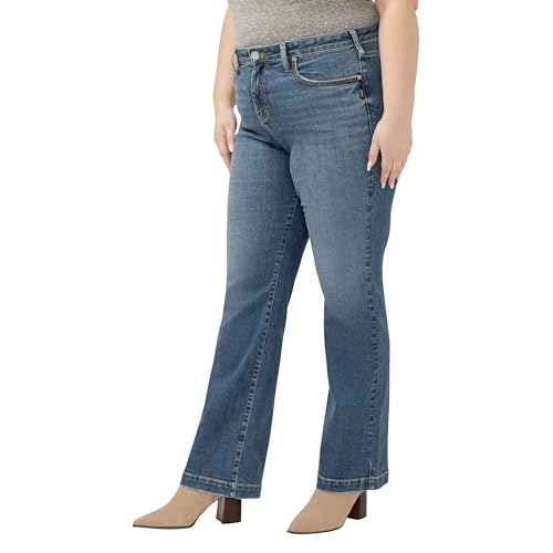 Silver Jeans Co. Women's Plus Size Avery High Rise Curvy Fit Trouser Leg Jeans2