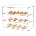 Funsmore Acrylic Pastry Display Case, 4 Layer Bakery Countertop Display Case Retail Display Counter Clear Shelf with Bread Clip