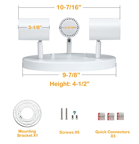 CLOUDY BAY 5CCT 3 Light Directional Ceiling Spotlight,Dimmable LED Track Light Heads,CRI90+,2100Lm for Hallway Kitchen Art,White by CLOUDY BAY - Used condition - Image 3