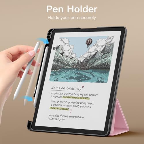 Image of MoKo Stand Case for 11 inch Kindle Scribe (3rd Generation -2025) & Kindle Scribe Colorsoft (1st Generation 2025) - Premium Leather Trifold Stand Cover with Pen Holder, Auto Sleep /Wake, Pink