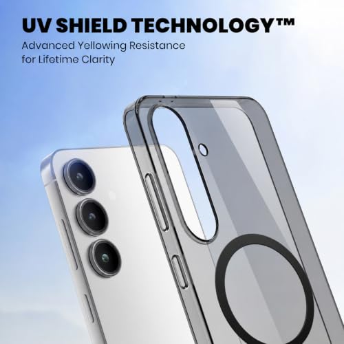 Image of Elzzi Anti Scratch Semi Translucent Cover for Samsung S23 FE Case, Premium PC + TPU Magnetic Phone Cases Drop Proof, Compatible with Magsafe Slim Never Yellowing Shockproof