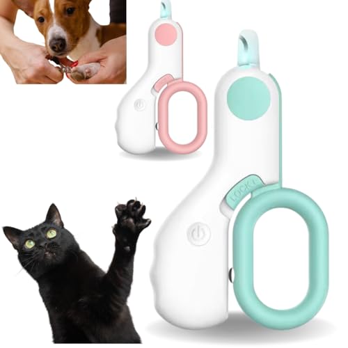 Cortador de Unhas para Pet com LED, Alicate Iluminado, 2 Peças, Rosa e Verde (Verde)