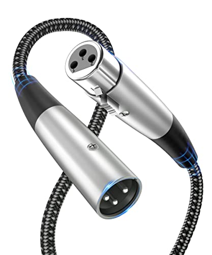 XLR Cables 10ft, IALEGANT XLR to XLR Microphone Cables, 3Pin Nylon Braided Male to Female Mic Cables for Microphones, Speaker Systems and Stage Lighting (Grey)