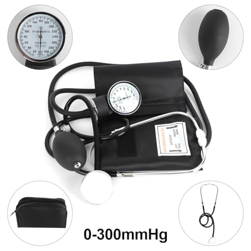 Gohytal Manuelles Blutdruckmessgerät, Blutdruck Manschette mit Flachkopf-Stethoskop Oberarm Aneroid und Manschette Blutdruckmessgerät Armmanschette für Hause für Arzt Praxis Zuhause