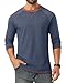 Askdeer Mens Cotton Shirts Long Sleeve Casual T-Shirts Crew Neck Soft Shirts Navy Blue